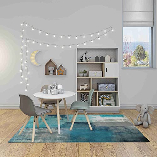 LOKMU Non-Slip Area Rugs Turquoise and Grey Abstract Art Home Decor Rugs Carpet for Classroom Living Room Bedroom Dining Kindergarten Room 5'x7' - Image 2