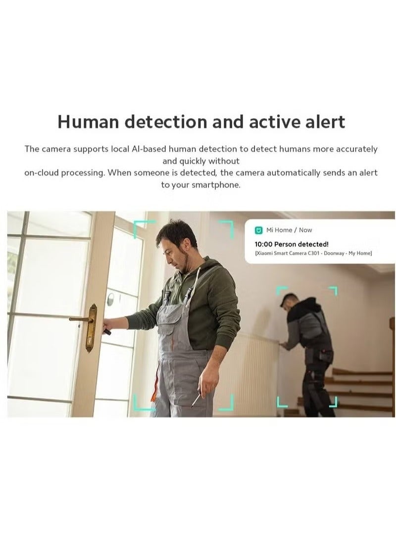 Camera Smart Security C301 Xiaomi Indoor Camera for Home Protection Ultra Clear 2K Image Quality Small Size New Release 2024 (White)