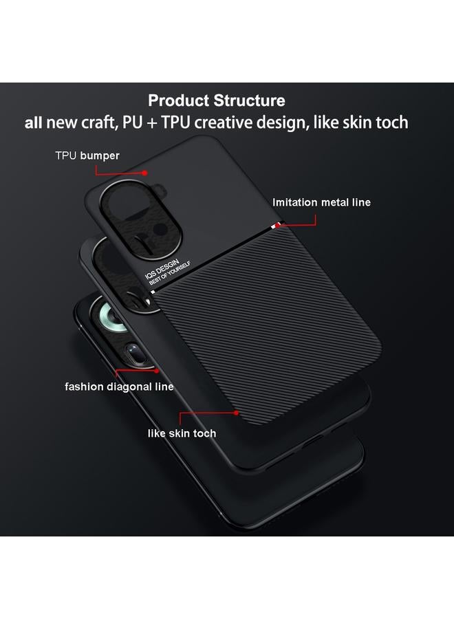 S-TOP Case For OPPO Reno11 5G Global Classic Tilt Strip Grain Magnetic PC Hybrid TPU Phone Case - Image 5