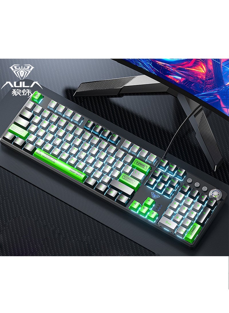 AULA Mechanical Gaming Keyboard NKRO with Wrist Rest RGB Backlit Volume/Lighting Control Knob Fully Programmable 108-Keys Anti-Ghosting Wired Computer Keyboards for Office/Games, Brown Switch  - Image 4
