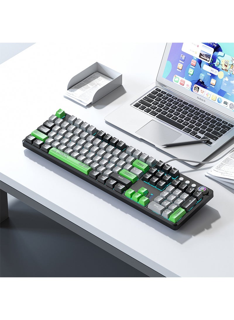 AULA Mechanical Gaming Keyboard NKRO with Wrist Rest RGB Backlit Volume/Lighting Control Knob Fully Programmable 108-Keys Anti-Ghosting Wired Computer Keyboards for Office/Games, Brown Switch  - Image 2