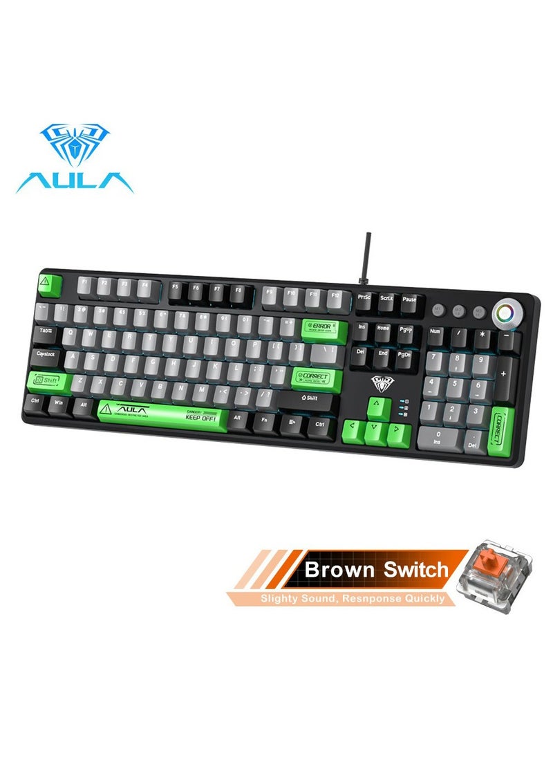 Mechanical Gaming Keyboard NKRO with Wrist Rest RGB Backlit Volume/Lighting Control Knob Fully Programmable 108-Keys Anti-Ghosting Wired Computer Keyboards for Office/Games, Brown Switch - pzsku/ZFB2A9EF4B1B1F6EEFE02Z/45/_/1716285400/bd7d8c93-4982-4b7c-8a73-b6a754b1e0a4