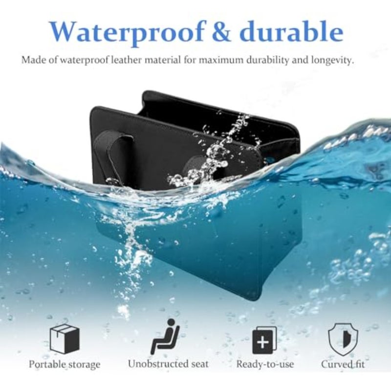 Leather Hanging Car Trash Can, Multifunctional Foldable Storage Bin with Waterproof Design, Durable Hanging Garbage Organizer, Universal Fit for, SUVs and Trucks, Black - Image 5
