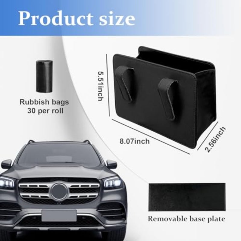 Leather Hanging Car Trash Can, Multifunctional Foldable Storage Bin with Waterproof Design, Durable Hanging Garbage Organizer, Universal Fit for, SUVs and Trucks, Black - Image 2