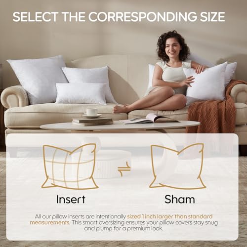 Swandream Euro Pillow Inserts Set of 2, Soft Fluffy Square 24 x 24 Inches Decorative Pillow Insert, Feather and Down Filled Throw Pillows - Image 3