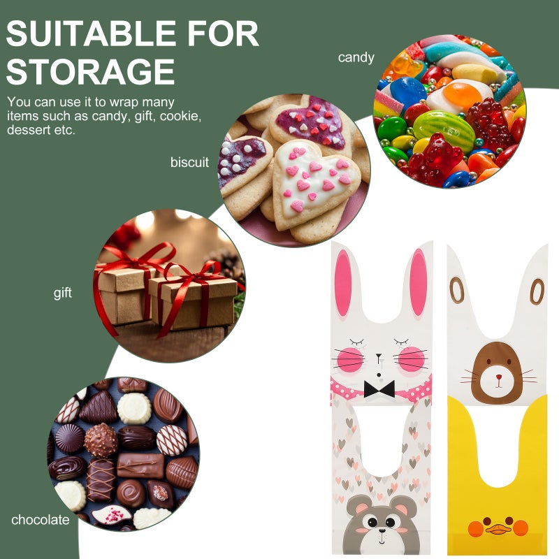 200pcs Adorable Cartoon Animal Pattern Candy Bag Multi-purpose Box Wrapping Bag Ear Design Bag - Image 4