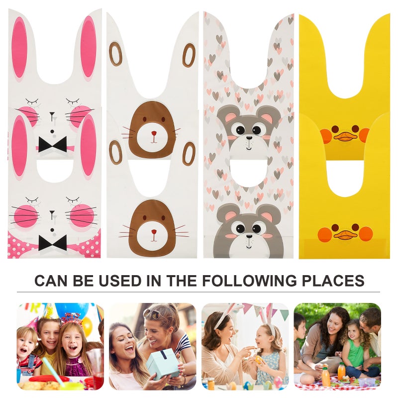 200pcs Adorable Cartoon Animal Pattern Candy Bag Multi-purpose Box Wrapping Bag Ear Design Bag - Image 3