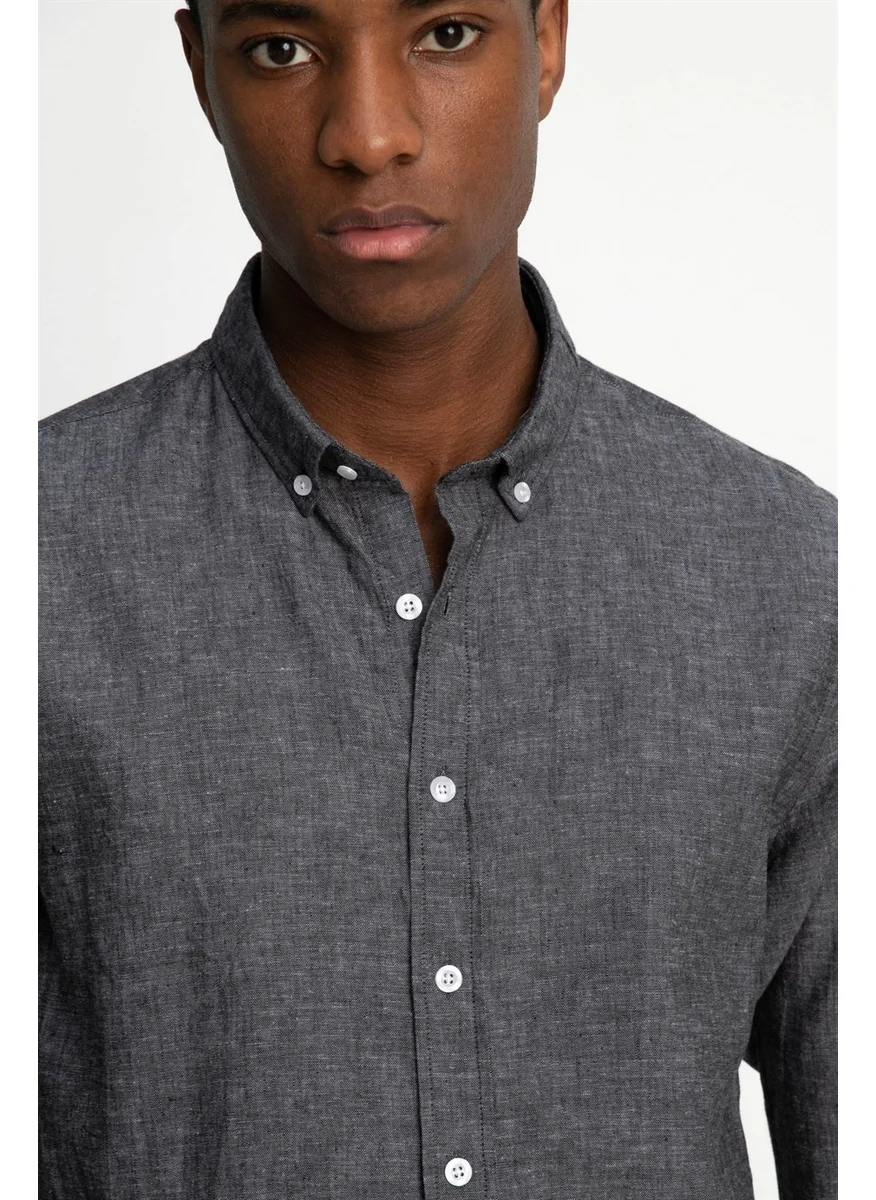 Tudors Slim Fit Long Sleeve Linen Premium Series Button Collar Sports Shirt