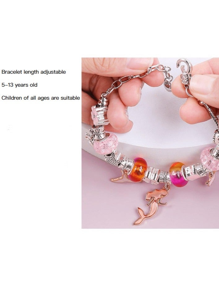 general Rainbow 66-piece set + jewelry box + gift bag (20 beads, 20 ten pendants, 3 three bracelets + 3 necklaces, 20 large hole beads), children's puzzle beaded bracelet DIY set - Image 4