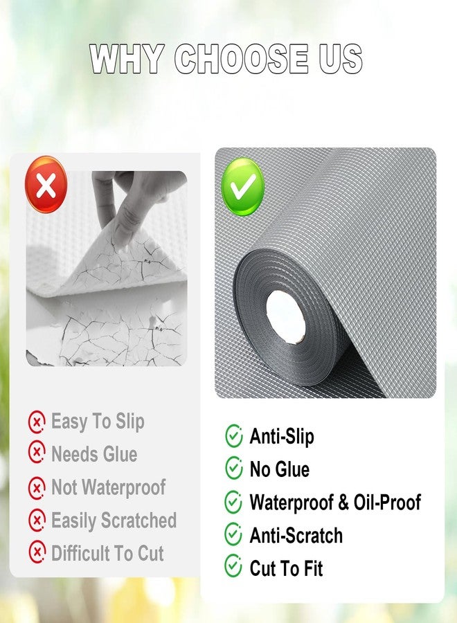 Kimhan Upgrade 100% EVA Shelf Liner for Kitchen Cabinet 12" x 240" Refrigerator Liners Drawer Liners Non Adhesive Non Slip Mats Waterproof Plastic Paper, Dresser Pantry Bathroom Protector, Silver Gray - Image 5