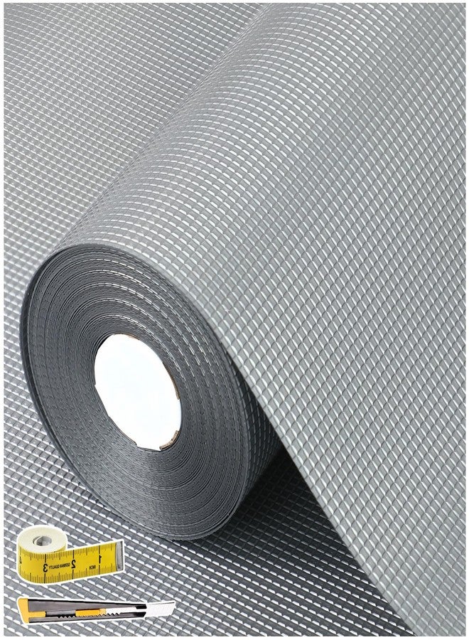 Kimhan Upgrade 100% EVA Shelf Liner for Kitchen Cabinet 12" x 240" Refrigerator Liners Drawer Liners Non Adhesive Non Slip Mats Waterproof Plastic Paper, Dresser Pantry Bathroom Protector, Silver Gray - Image 1