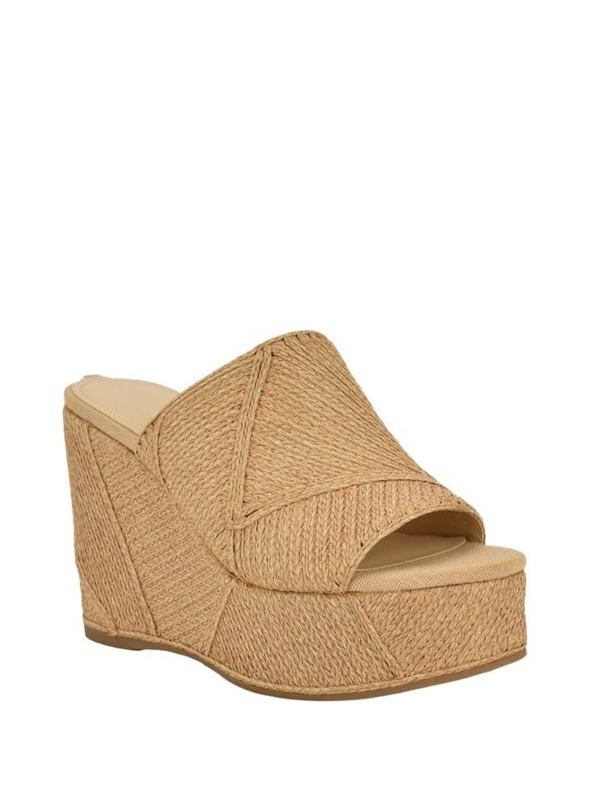 GUESS Women's Evenz Wedge Sandal, Light Natural 110, 42 EU - Image 1