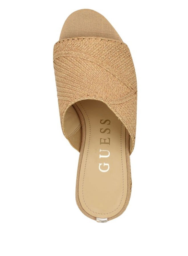 GUESS Women's Evenz Wedge Sandal, Light Natural 110, 42 EU - Image 5
