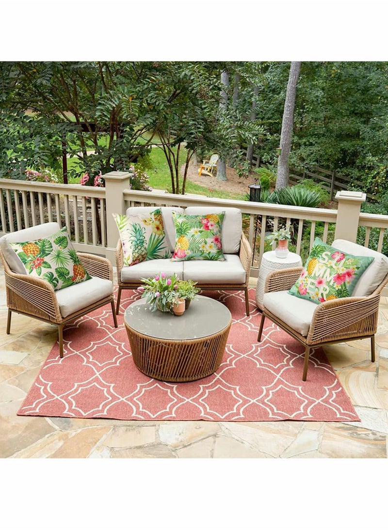 Y&D Decorative Throw Pillow Covers Pack of 4, Waterproof Cushion Covers, Perfect to Outdoor Patio Garden Living Room Sofa Farmhouse Decor (18x18 Inches) (Tropical Plants and Pineapple)  - Image 3
