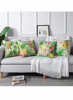 Y&D Decorative Throw Pillow Covers Pack of 4, Waterproof Cushion Covers, Perfect to Outdoor Patio Garden Living Room Sofa Farmhouse Decor (18x18 Inches) (Tropical Plants and Pineapple)  - Image 2