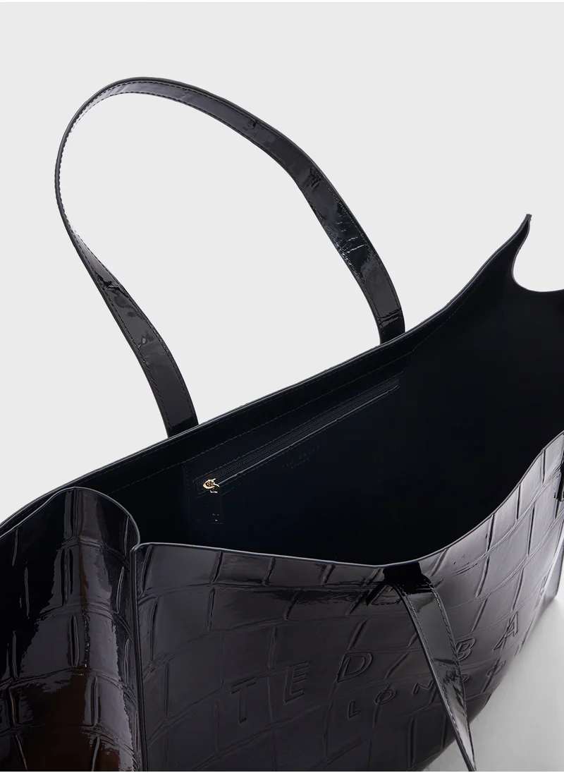 Ted Baker Allicon Mock Croc Icon Tote Bag Jet