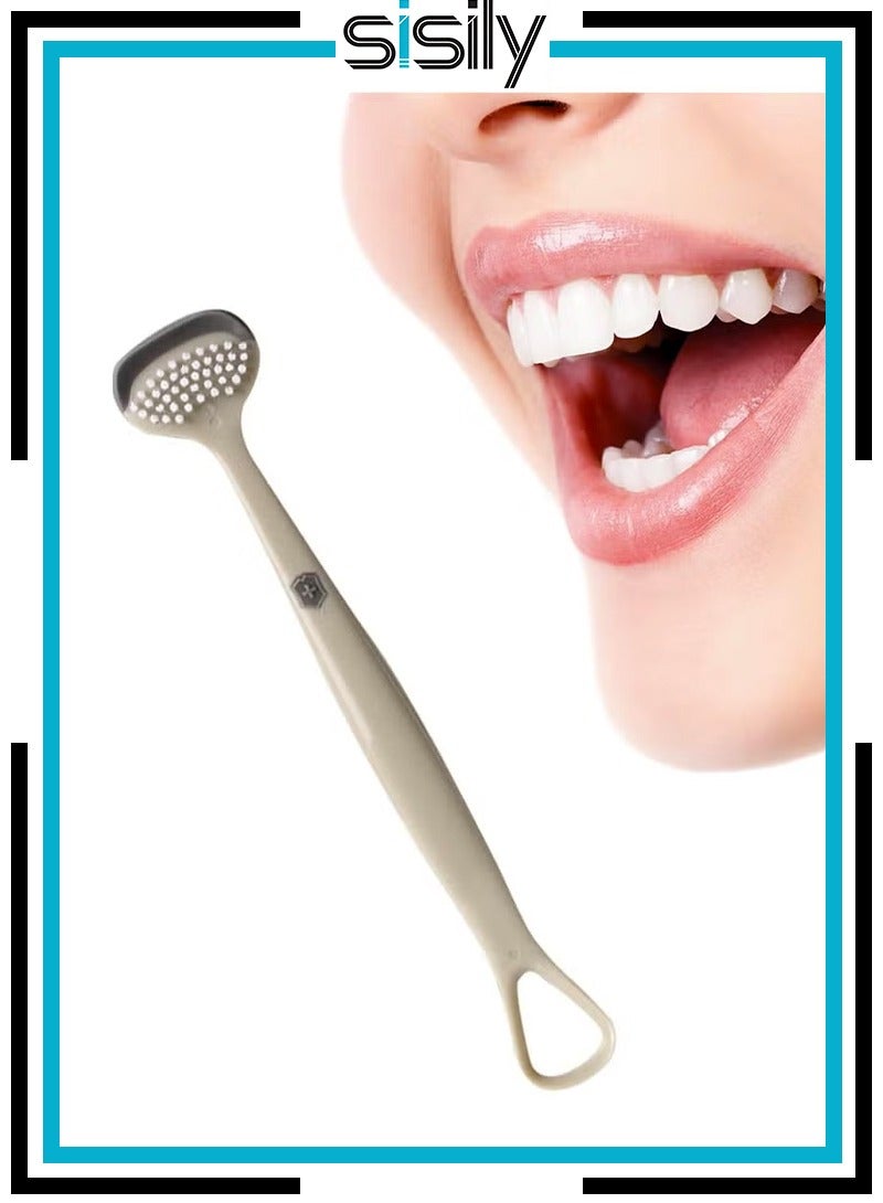 Sisily double-headed tongue scraper, hard tongue scraper for adults, reduce bad breath tongue cleaner, suitable for adults and children's tongue cleaner (grey) - Image 1