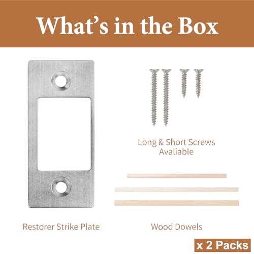 MOSECYOU Deadbolt Restorer Strike Plates 2 Pack, Narrow-Side and Large Hole to Allow Dead Bolt to Pass Freely, Dead Lock Catcher Strikers (2, Silver) - Image 5