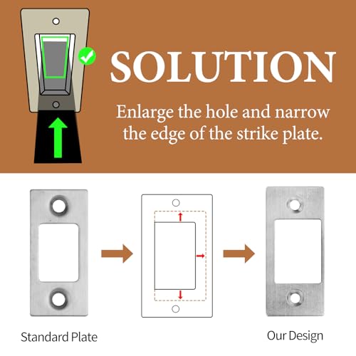 MOSECYOU Deadbolt Restorer Strike Plates 2 Pack, Narrow-Side and Large Hole to Allow Dead Bolt to Pass Freely, Dead Lock Catcher Strikers (2, Silver) - Image 3
