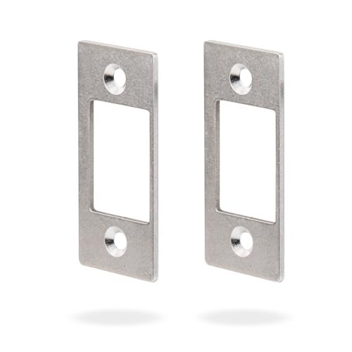 MOSECYOU Deadbolt Restorer Strike Plates 2 Pack, Narrow-Side and Large Hole to Allow Dead Bolt to Pass Freely, Dead Lock Catcher Strikers (2, Silver) - Image 1