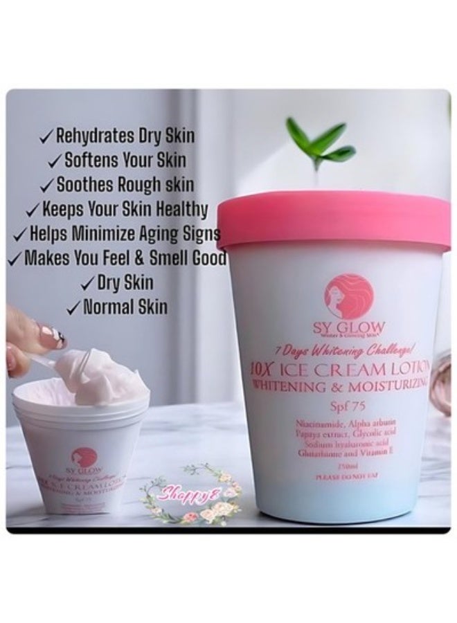 SY GLOW 10x Ice Cream Lotion SPF 75 for Body White & Moisturizing 250ml - Image 2