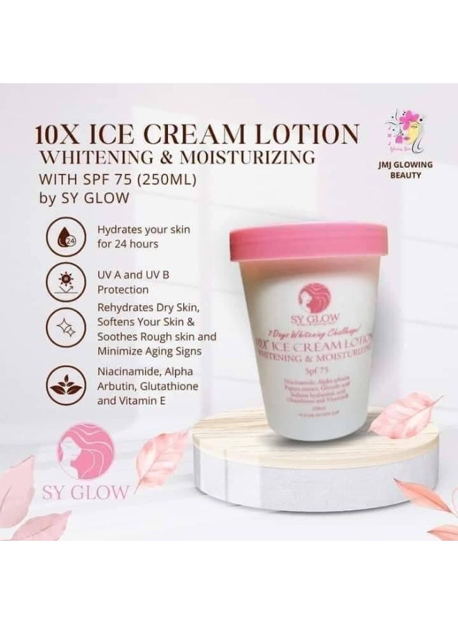 SY GLOW 10x Ice Cream Lotion SPF 75 for Body White & Moisturizing 250ml - Image 1