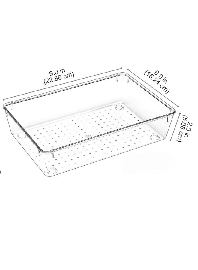 2 Pcs Desk Drawer Organizers Trays Set Clear Plastic Storage Bins Bathroom Drawer Tray Dividers Vanity Trays Organizer for Bedroom Dresser Makeup Kitchen Utensil Office - Image 2