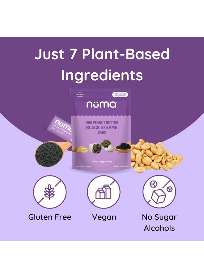 NUMA Mini Peanut Butter Black Sesame Bars – Vegan, Low Sugar, High Protein, Low Calorie, All Natural, Gluten Free – Crunchy Plant Based Snack – 3 Bags with 8 Individually Wrapped Pieces - Image 4
