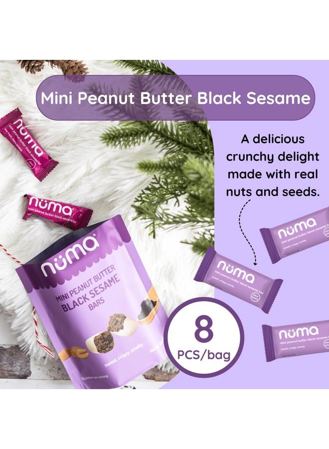 NUMA Mini Peanut Butter Black Sesame Bars – Vegan, Low Sugar, High Protein, Low Calorie, All Natural, Gluten Free – Crunchy Plant Based Snack – 3 Bags with 8 Individually Wrapped Pieces - Image 2