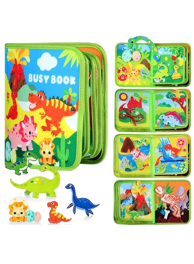 كتاب هادئ تفاعلي ثلاثي الأبعاد من اللباد لديناصور، لعبة حسية لنمو الطفل المبكر - Image 2