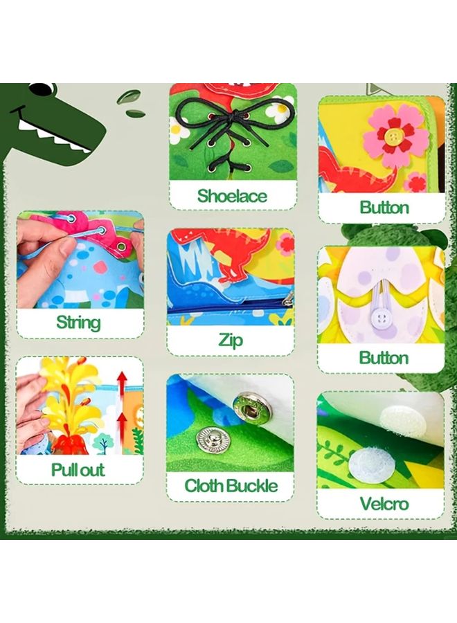 كتاب هادئ تفاعلي ثلاثي الأبعاد من اللباد لديناصور، لعبة حسية لنمو الطفل المبكر - Image 4