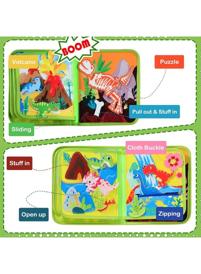 كتاب هادئ تفاعلي ثلاثي الأبعاد من اللباد لديناصور، لعبة حسية لنمو الطفل المبكر - Image 5