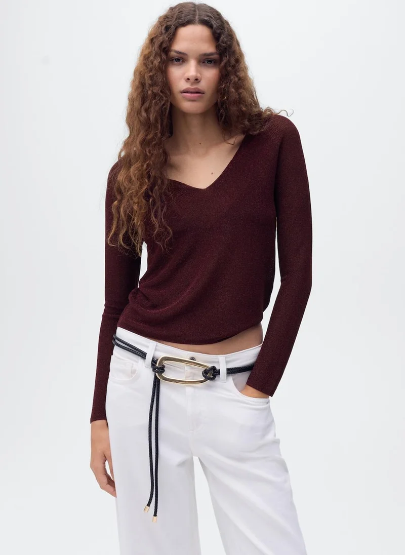 مانجو V-neck lurex sweater