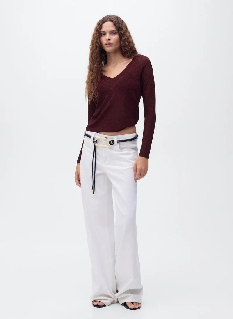 MANGO V-neck lurex sweater