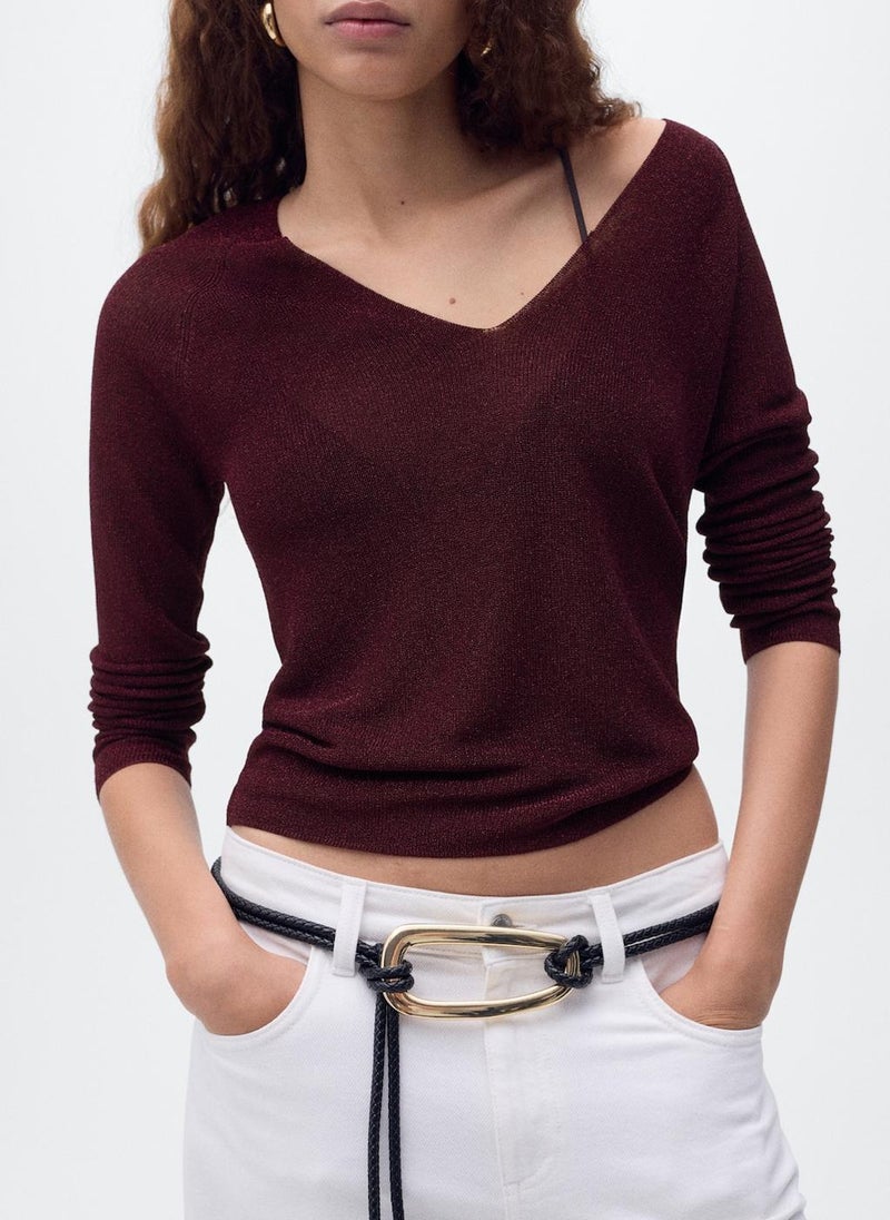 MANGO V-neck lurex sweater - Image 4