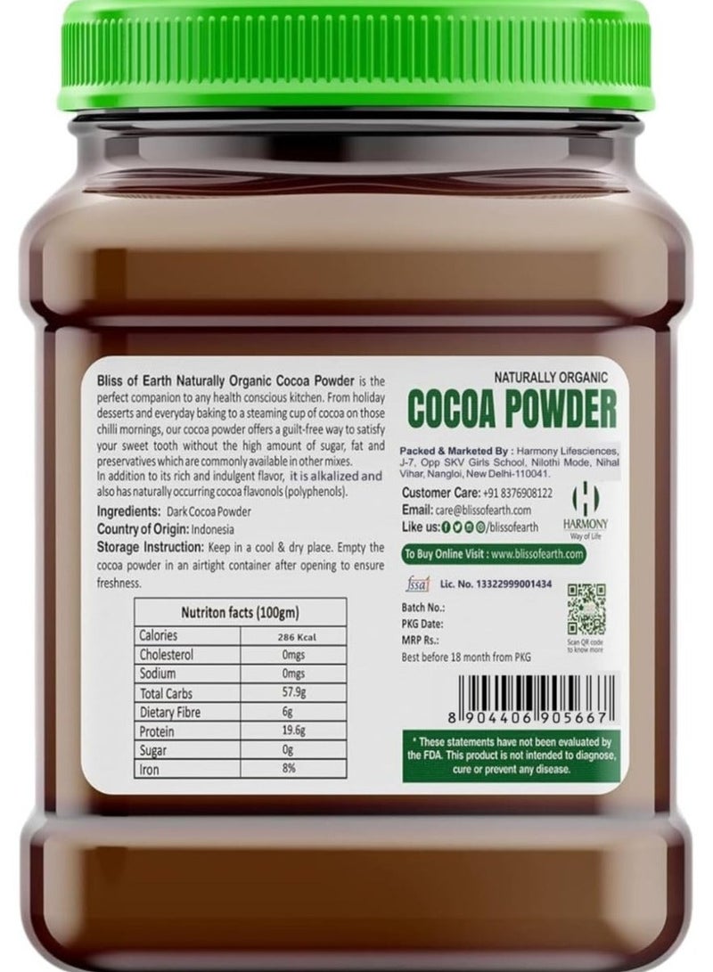 BLISS OF EARTH 500gm Naturally Organic Indonesian Cocoa Powder for Chocolate Cake Making & Chocolate Drink Unsweetened Pack of 2 - Image 2