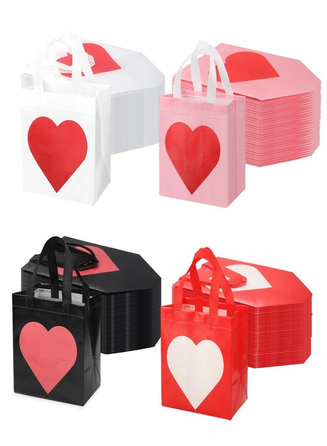 Dapuri 60 Pcs Valentine’s Day Heart Gift Bags Bulk, Non-Woven Reusable Tote Bags with Handles, Valentine Goody Treat Shopping Bags for Birthday, Wedding, Party Favors - Image 1