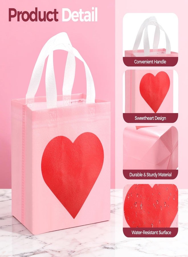 Dapuri 60 Pcs Valentine’s Day Heart Gift Bags Bulk, Non-Woven Reusable Tote Bags with Handles, Valentine Goody Treat Shopping Bags for Birthday, Wedding, Party Favors - Image 5