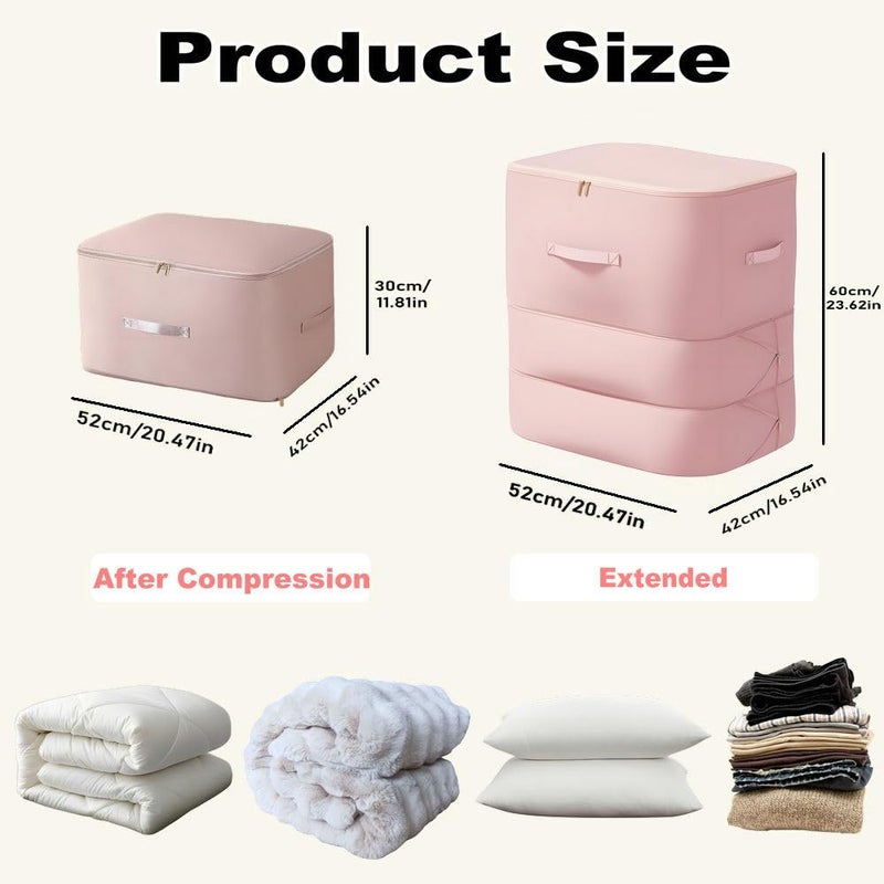JUPITER WARRIOR Ultra Space Saving Self Compression Organizer  2025 New 3-Layer Zipper Large Capacity Storage Bag  Thick Satin Fabric Heavy Duty Bags For Comforters Blankets Bedding Duvet (Pink  X-Large  21X17X24In) - Image 3