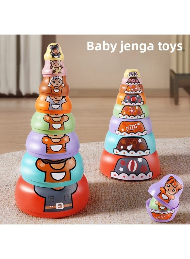 Children's Russian Matryoshka Dolls Jenga For More Than One Month Old Jenga Cup One-Year-Old Baby Educational Toy Circle Early Education-Color:Simulated Two-way Pull-back Car + 6-layer Matryoshka Animal Jenga
