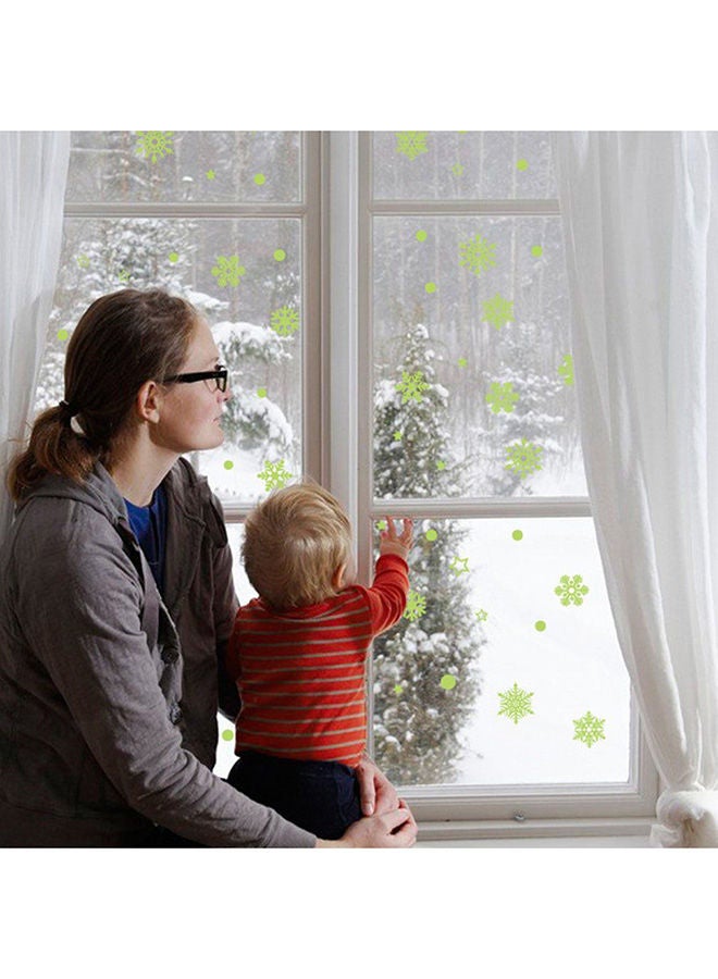 NIBEMINENT Luminous Snowflake Pattern Wall Sticker Green - Image 2