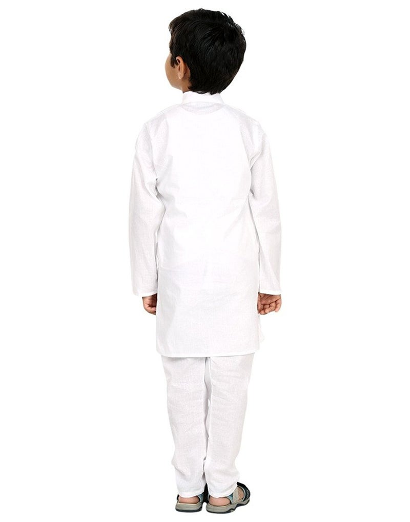 FOCIL Kids White Cotton Kurta Pyjama Set (8-9 Years) - Image 4