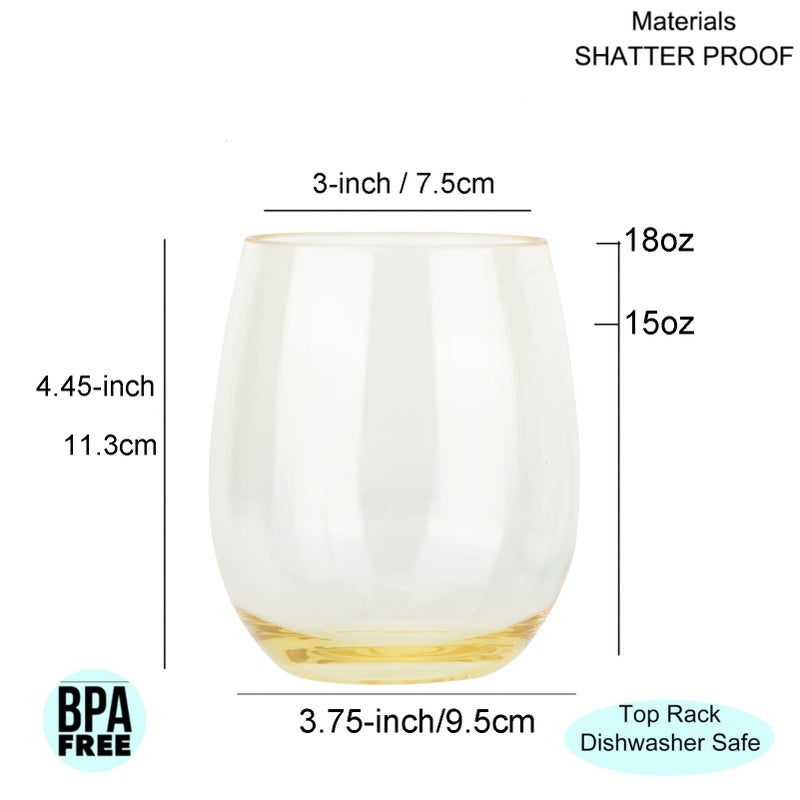 KOXIN-KARLU Classic 18-ounce Acrylic Stemless Wine Glasses, Unbreakable Mixed Drinkware Plastic Tumbler, set of 6 Mutlicolor - Image 2