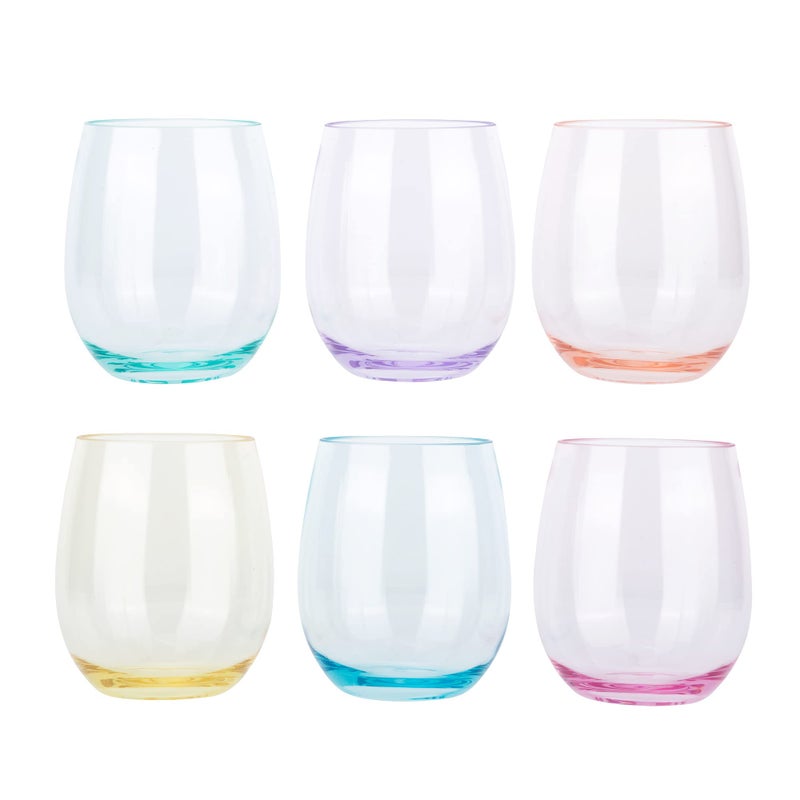 KOXIN-KARLU Classic 18-ounce Acrylic Stemless Wine Glasses, Unbreakable Mixed Drinkware Plastic Tumbler, set of 6 Mutlicolor - Image 1