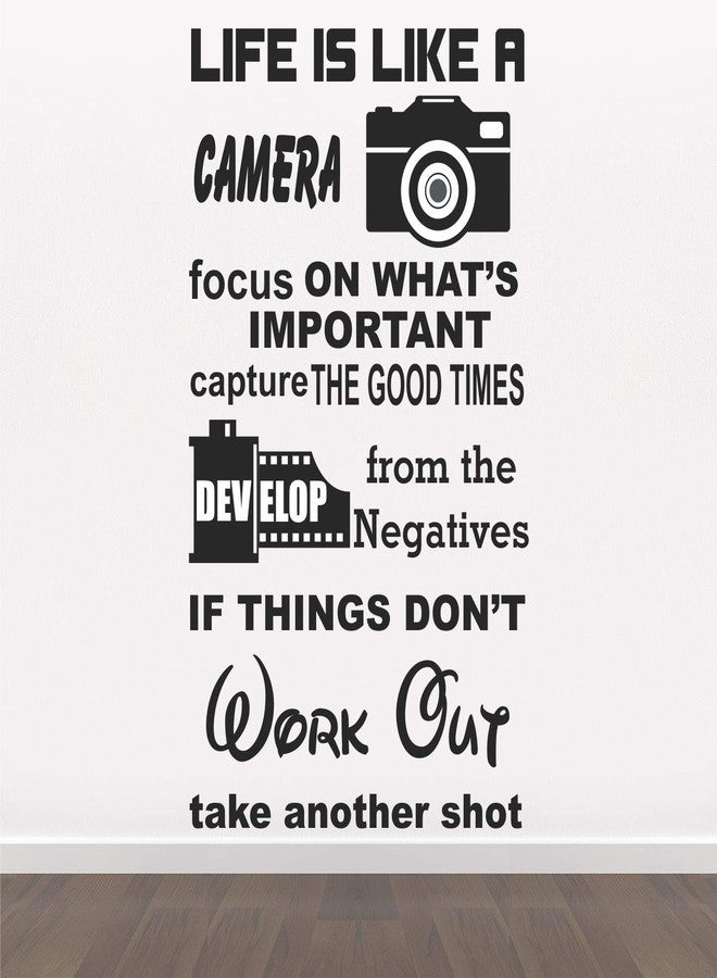 StickMe Camera Wall Sticker | Multi-Colour Vinyl Photography Art with Inspirational and Motivational Quotes (110x65 cm) | Creative Bedroom, Living Room, Kitchen & Office Wall Decor - Image 1
