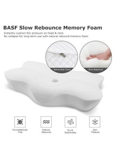 Oxsaytee Butterfly Shape Cervical Pillow for Shoulder and Neck Pain Relief, Memory Foam Neck Pillow, Ergonomic Orthopedic Neck Support Pillow for Side Back Stomach Sleeping with Washable Cover (White)  - Image 5