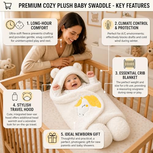 BRANDONN Baby Blanket Newborn Gift Pack of Swaddle Wrapper, 0-9 Months, Length 68 cm x Width 68 cm - Image 3