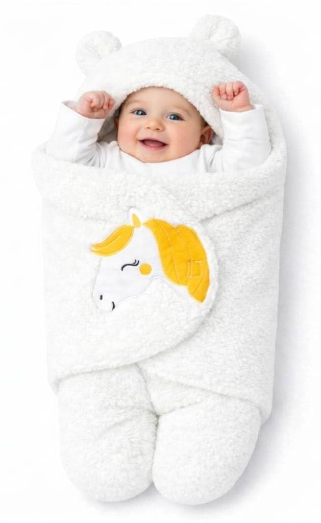 BRANDONN Baby Blanket Newborn Gift Pack of Swaddle Wrapper, 0-9 Months, Length 68 cm x Width 68 cm - Image 1