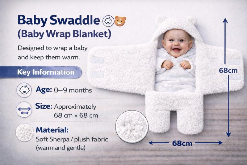 BRANDONN Baby Blanket Newborn Gift Pack of Swaddle Wrapper, 0-9 Months, Length 68 cm x Width 68 cm - Image 5