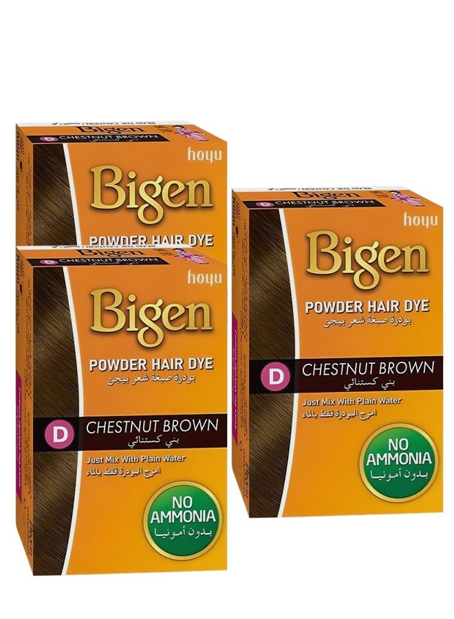 بايجن 3 قطع بودرة صبغ الشعر باللون البني الكستنائي مع الماء العادي بدون أمونيا 6 جرام - Image 1